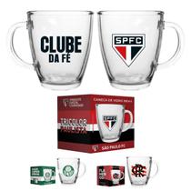 Caneca Times Café 380ml Vidro Resistente Cônica São Paulo Palmeiras Flamengo Chá Leite Café Da Manhã