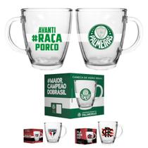 Caneca Times Café 380ml Vidro Resistente Cônica São Paulo Palmeiras Flamengo Chá Leite Café Da Manhã