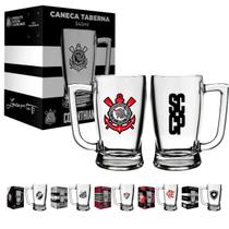 Caneca Times Cerveja 340ml Vidro Chopp Flamengo Corinthians Santos Taberna
