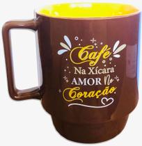 Caneca Tina 400ml Cafe na Xicara e Amor no Coração - Zonacriativa