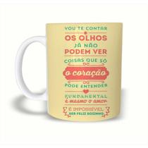 Caneca Tom Jobim Impossível Ser Feliz de Plástico Rígido