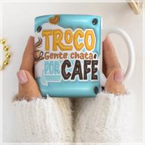 Caneca Troco Gente Chata por Café - Cerâmica de Alta Qualidade, 325ml