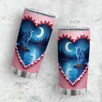 Caneca Tumbler Oasisdream de aço inoxidável 600mL com estampa de lobo