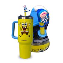 Caneca Tumbler Térmica 1,15L Bob Esponja Canudo E Alça Lateral Caneca Tumbler Térmica 1,15L Bob Esponja Canudo E Alça Lateral