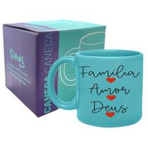 Caneca Turquesa 330ml Gratidão Famíia Simas