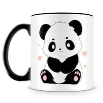 Caneca Ursinho Panda Preta de Cerâmica Personalizada com 325 ml