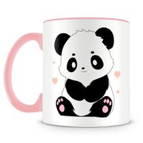 Caneca Ursinho Panda Rosa - 325ml - Cerâmica Personalizada