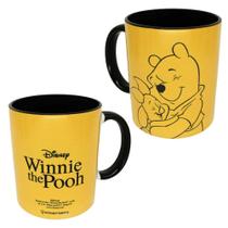 Caneca Ursinho Pooh E Leitão Porcelana Amarela 350ml Oficial Disney