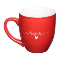 Caneca vermelha Lamour de porcelana 300ml para café chá leite com alça decorada coração de cozinha cha xícara vermelho