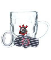 Caneca Vidro 310ml Com Abridor Corinthians