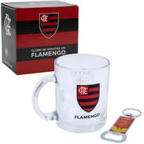 Caneca Vidro 350ml Com Abridor Flamengo Mileno REF.:TWZB13150B-5