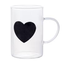 CANECA VIDRO BOROSILICATO RESISTENTE AO CALOR BLACK HEART 280ml
