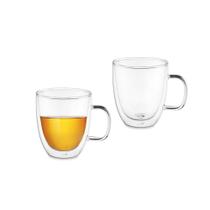 Caneca Vidro Borossilicato 350ml Parede Dupla Resistente Calor 2un