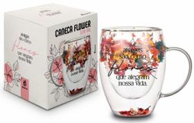Caneca Vidro Borossilicato Dupla 320 ML Flower sortidas Cor: Amigas São Flores