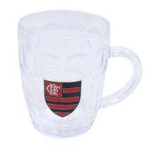 Caneca Vidro Brasão Metal 400ml - Flamengo