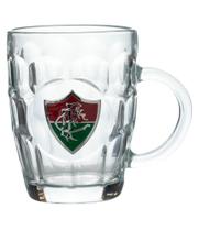 Caneca Vidro Brasão Metal 400ml - Fluminense - Mileno