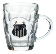 Caneca Vidro Brasão Metal 400ml - Santos