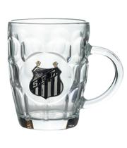 Caneca Vidro Brasão Metal 400Ml - Santos