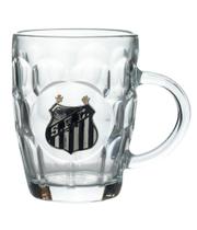 Caneca Vidro Brasão Metal 400ml - Santos - Mileno