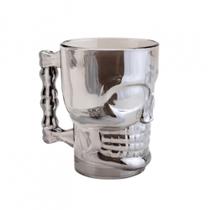 Caneca Vidro Caveira Para Chopp Cerveja Rock Style Cinza 510ml CO1225