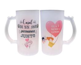 Caneca Vidro Chopp Casal Que Bebe Junto Permanece Junto Caneca Vidro Chopp Casal Que Bebe Junto Permanece Junto