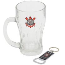 Caneca Vidro Com Abridor Garrafas 450ml - Corinthians - Mileno