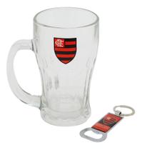 Caneca Vidro Com Abridor Garrafas 450ml - Flamengo