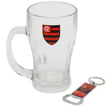Caneca Vidro Com Abridor Garrafas 450ml - Flamengo