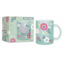 Caneca vidro diamond - a vida floresce - Brasfoot