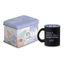 Caneca Vidro Diamond Metalic Lata 300ml Voce E Forca Caneca Vidro Diamond Metalic Lata 300ml Voce E Forca