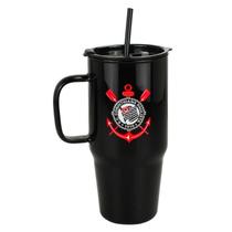 Caneca Vidro Fosco Canudo E Tampa 1200ml Corinthians Caneca Vidro Fosco Canudo E Tampa 1200ml Corinthians
