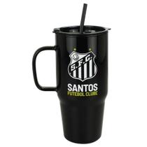 Caneca Vidro Fosco Canudo E Tampa 1200ml Santos - Mileno