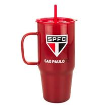 Caneca Vidro Fosco Canudo E Tampa 1200ml SPFC São Paulo - Mileno Caneca Vidro Fosco Canudo E Tampa 1200ml SPFC São Paulo - Mileno
