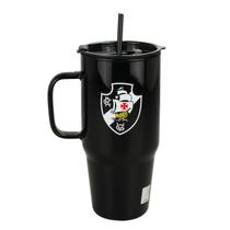 Caneca Vidro Fosco Canudo E Tampa 1200ml Vasco