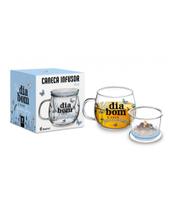 Caneca vidro infusor - um bom dia