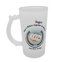 Caneca Vidro Jateado Chopp Presente Sogro Cartas Baralho