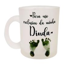 Caneca Vidro Jateado Personalizado Dinda Madrinha