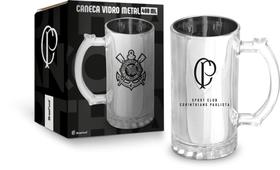 Caneca vidro metalic times - corinthians - brasfoot