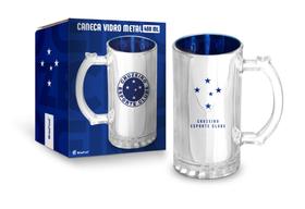 Caneca vidro metalic times - cruzeiro