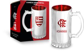 Caneca vidro metalic times - flamengo - brasfoot