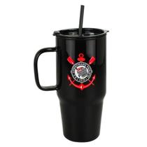 Caneca Vidro Opaca Canudo E Tampa 1200ml - Corinthians Caneca Vidro Opaca Canudo E Tampa 1200ml - Corinthians