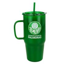 Caneca vidro opaca canudo e tampa 1200ml - palmeiras Caneca vidro opaca canudo e tampa 1200ml - palmeiras