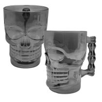 Caneca Vidro Para Chopp Cerveja Caveira Skull Metálico 500ml