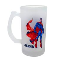 Caneca Vidro Personalizado Chopp Super-homem Superman