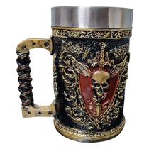 Caneca Viking 3d Inox Faca Na Caveira 600ml Medieval