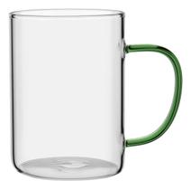 CANECA XÍCARA ALÇA VERDE BOROSSILICATO 450ml 12x8x8cm