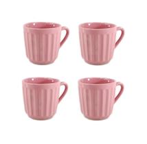 Caneca / Xicara Café Chá 150Ml De Cerâmica Canelada Rosa