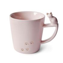 Caneca xícara cerâmica com gatinho na alça 3d