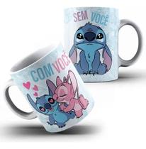 Caneca Xícara Cerâmica Porcelana Sti tch Alienígena Fofo Com Você e Sem Você Caneca Xícara Cerâmica Porcelana Sti tch Alienígena Fofo Com Você e Sem Você