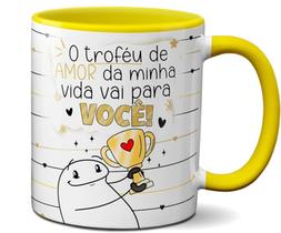 Caneca xícara Copo de Porcelana Cerâmica Flork Troféu De Amor Da Minha Vida Vai Para Você